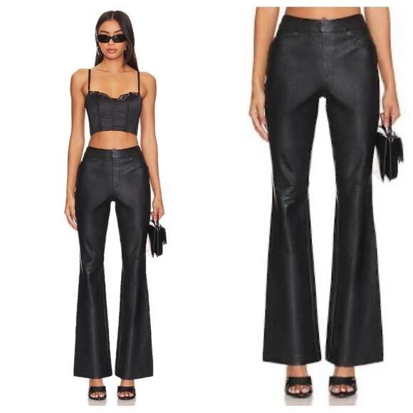 NWT Spanx Leather Like Flare Pants in Black Size 1X - Picture 1 of 10